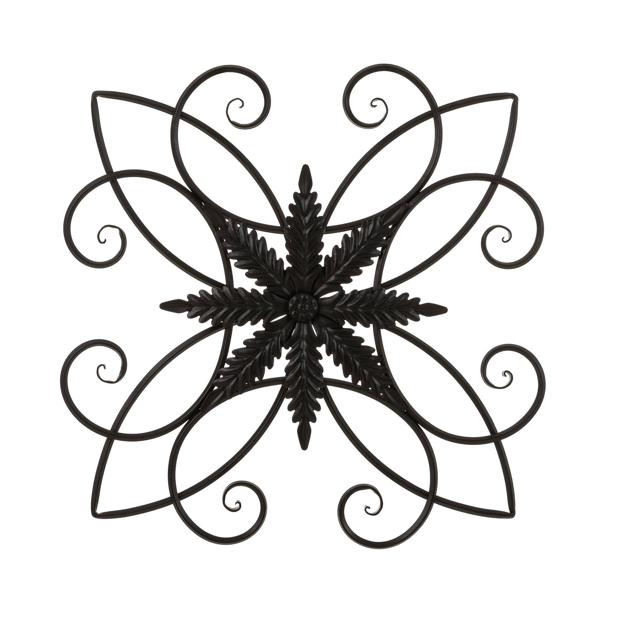 Glitzhome® 20" Traditional Clematis Pattern Iron Scroll Outdoor Wall Decor